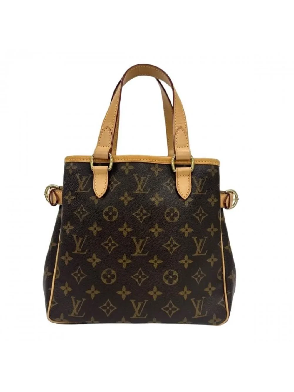 Louis Vuitton Handbag Batignolles Monogram Canvas Vachetta Leather Brown Gold